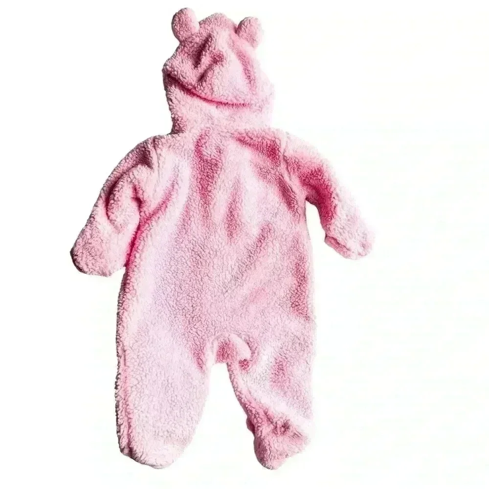 Carter’s Baby Girls Pink Hooded Plush Fleece Snowsuit Size 3 Months